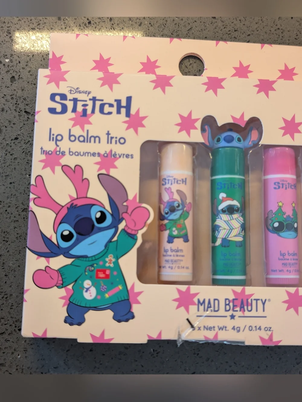 Mad Beauty Disney Stitch Lip Balm Trio - Pink, Green, Cream